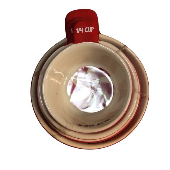 Bullseye's Playground Ceramic Measuring Spoons And Cups Set Red 2025 New - Picture 7 of 10